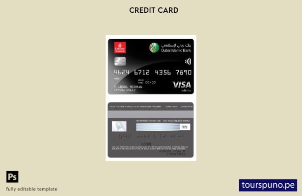 listo para imprimir plantilla de Emirates Skywards DIB Infinite del Banco Islámi